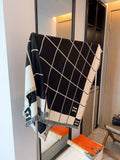 Hermès Black & Cream Grid Square Scarf