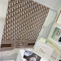 Dior Brown & Ivory Fringed Scarf