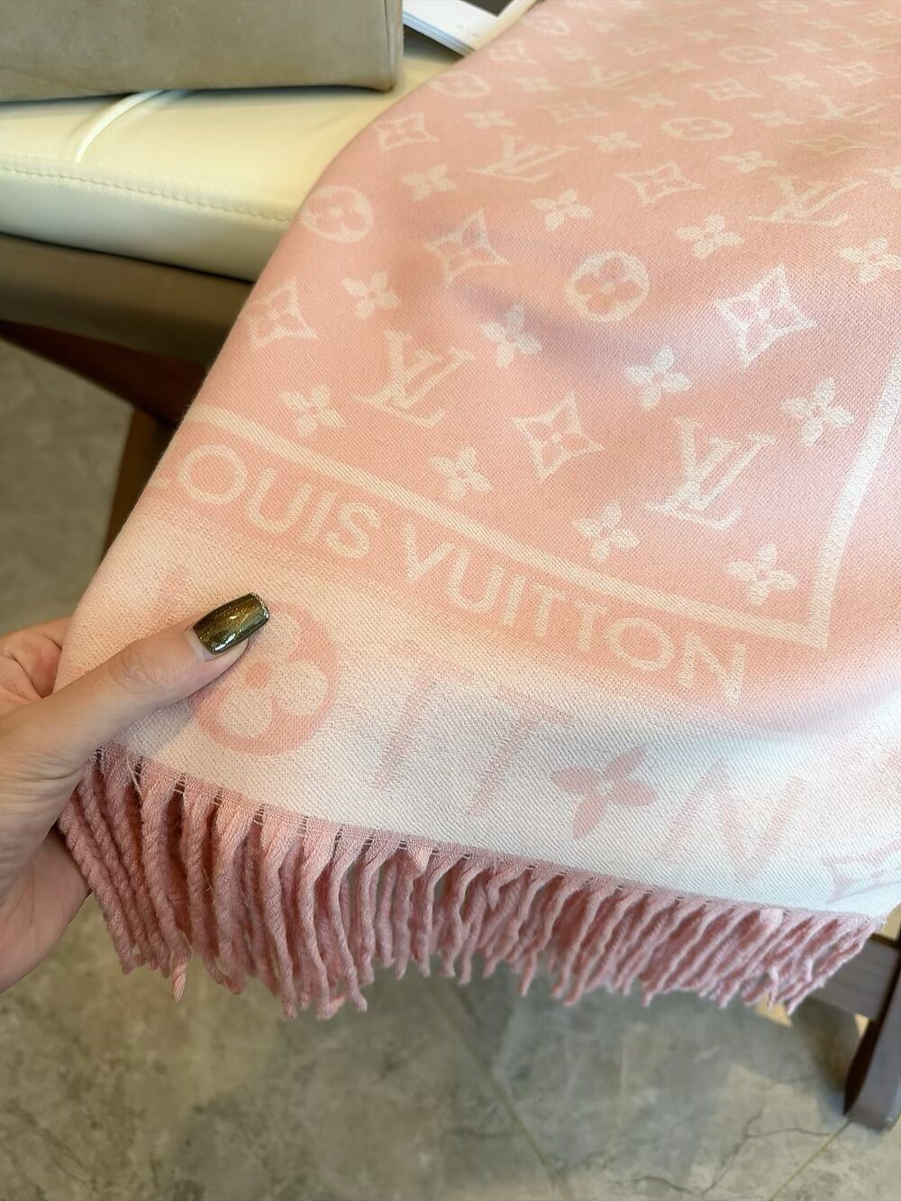 Louis Vuitton Wool Monogram Scarf with Framed Border