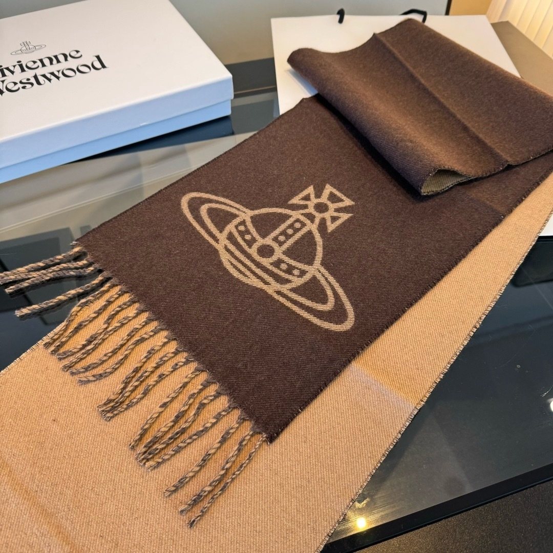 Vivienne Westwood Brown and Tan Orb Jacquard Scarf
