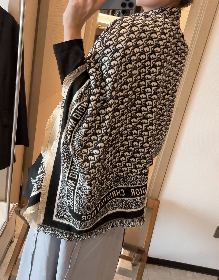 Dior Black and Gray Monogram Square Scarf
