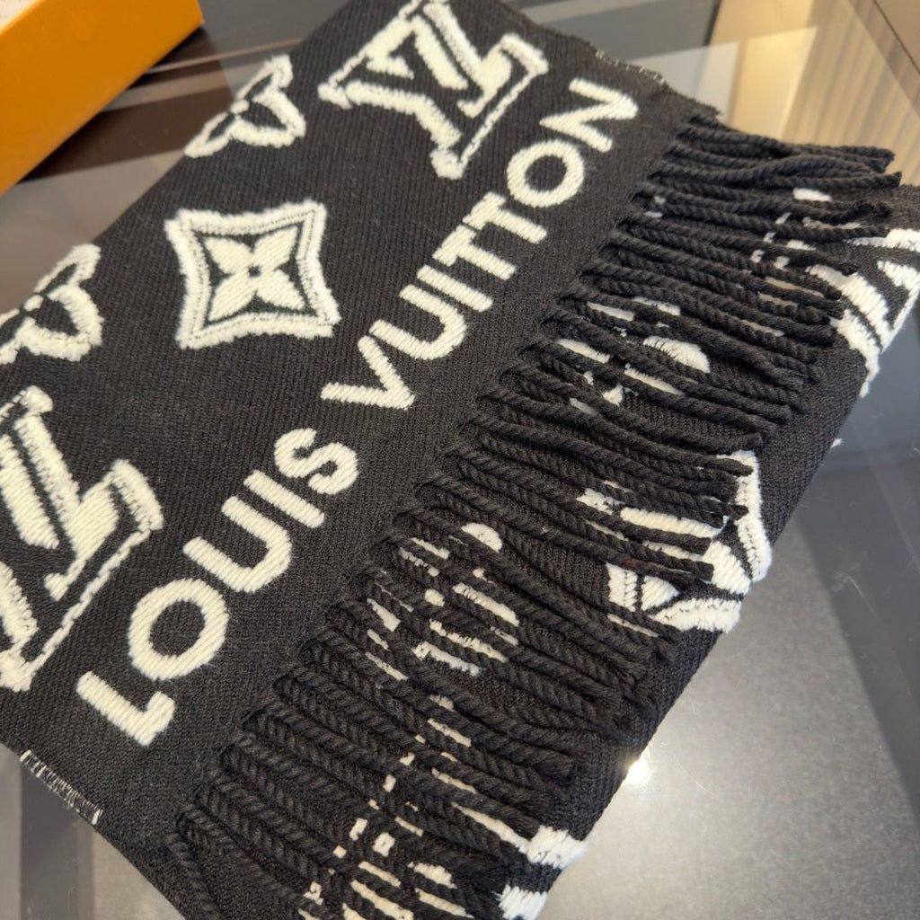 Louis Vuitton Fringed Monogram-Style Scarf