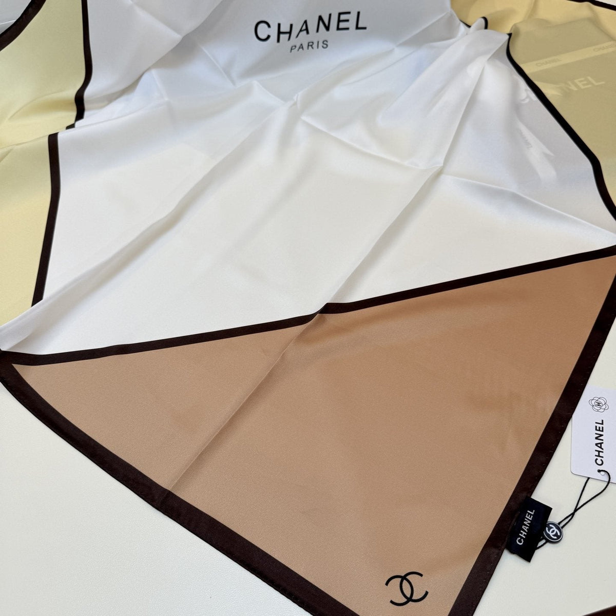 Chanel Blue Color-Block Square Scarf