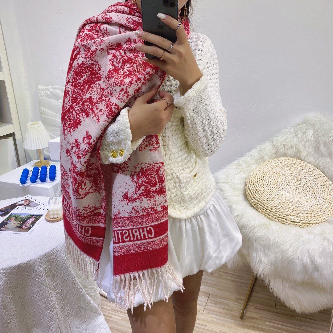 Dior Toile Print Fringed Scarf