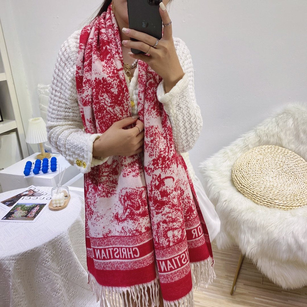 Dior Toile Print Fringed Scarf