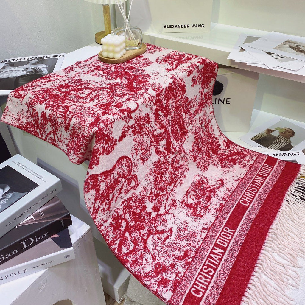 Dior Toile Print Fringed Scarf