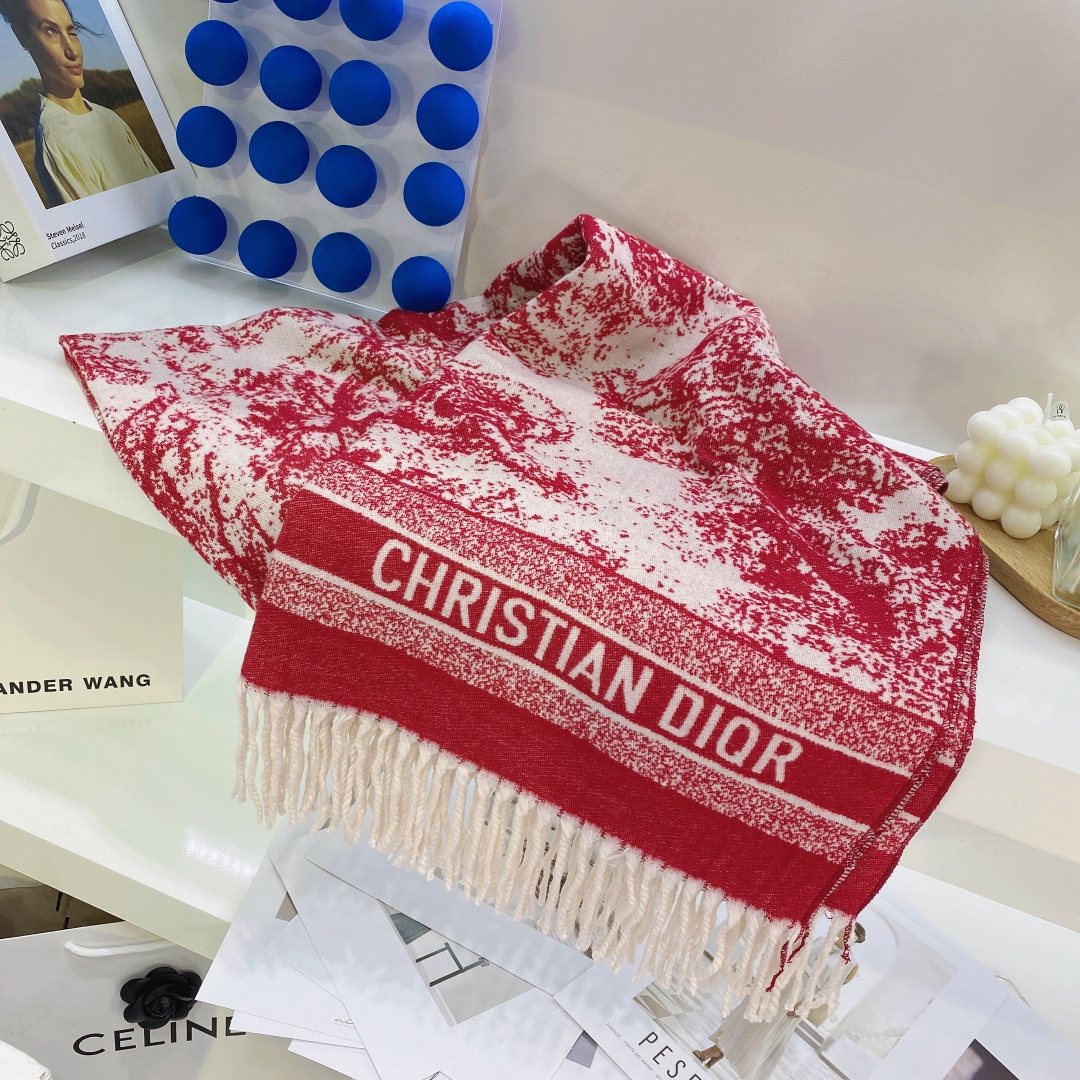 Dior Toile Print Fringed Scarf