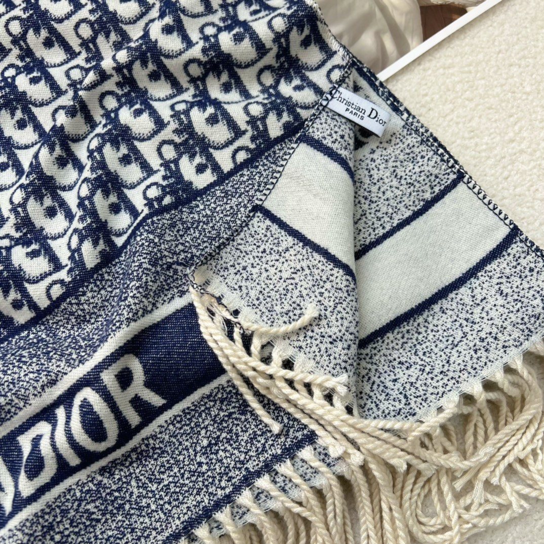 Dior Patterned Fringed Scarf