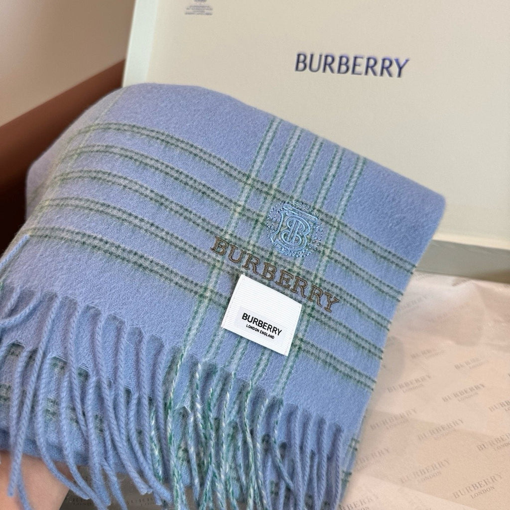 Burberry Woven-Logo Plaid Fringed Scarf