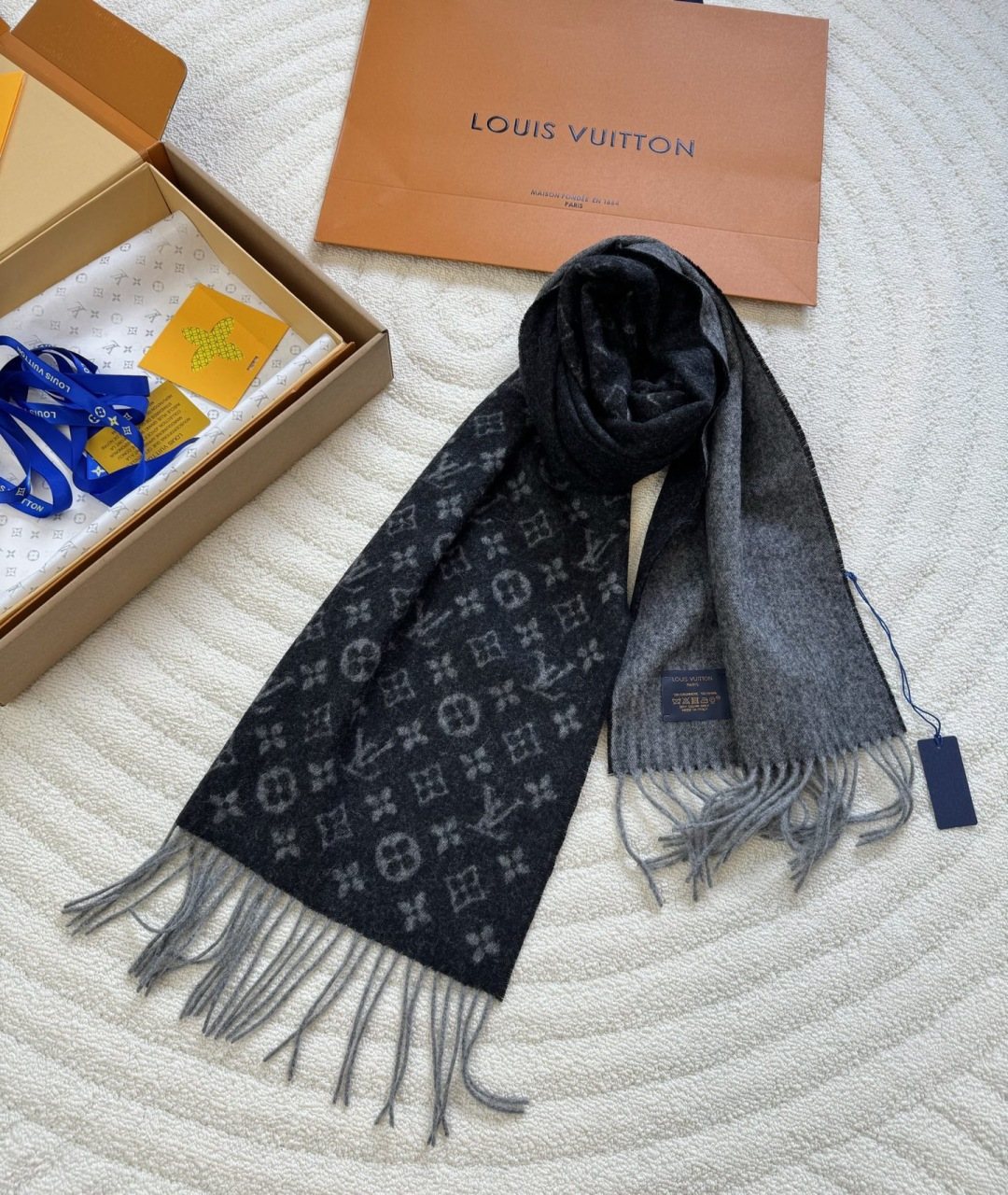 Louis Vuitton Men's Tonal Monogram Cashmere Scarf