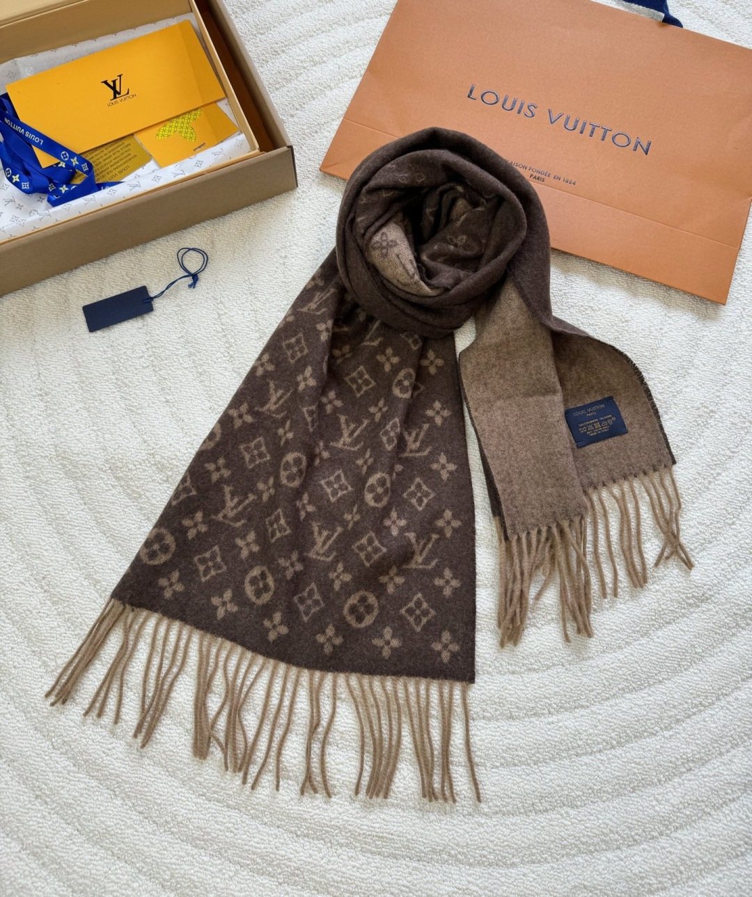 Louis Vuitton Men's Tonal Monogram Cashmere Scarf