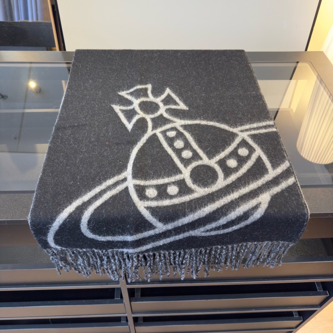 Vivienne Westwood Cashmere Orb Fringed Scarf