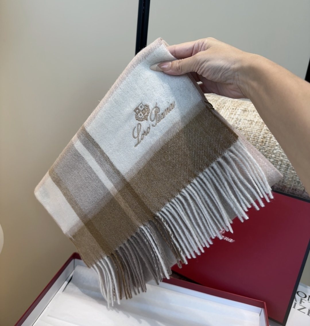 Loro Piana Color-Block Plaid Fringed Scarf