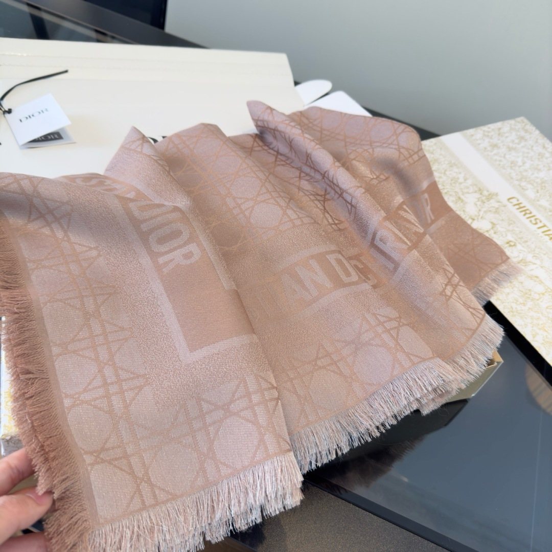 Dior Geometric Jacquard Fringed Square Scarf