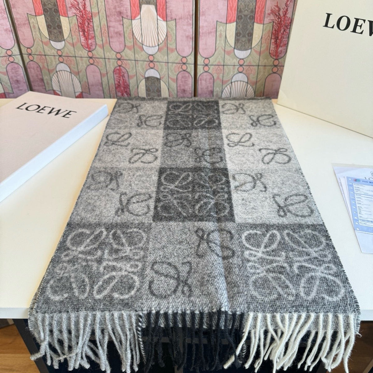 Loewe Fringed Loop-Motif Scarf